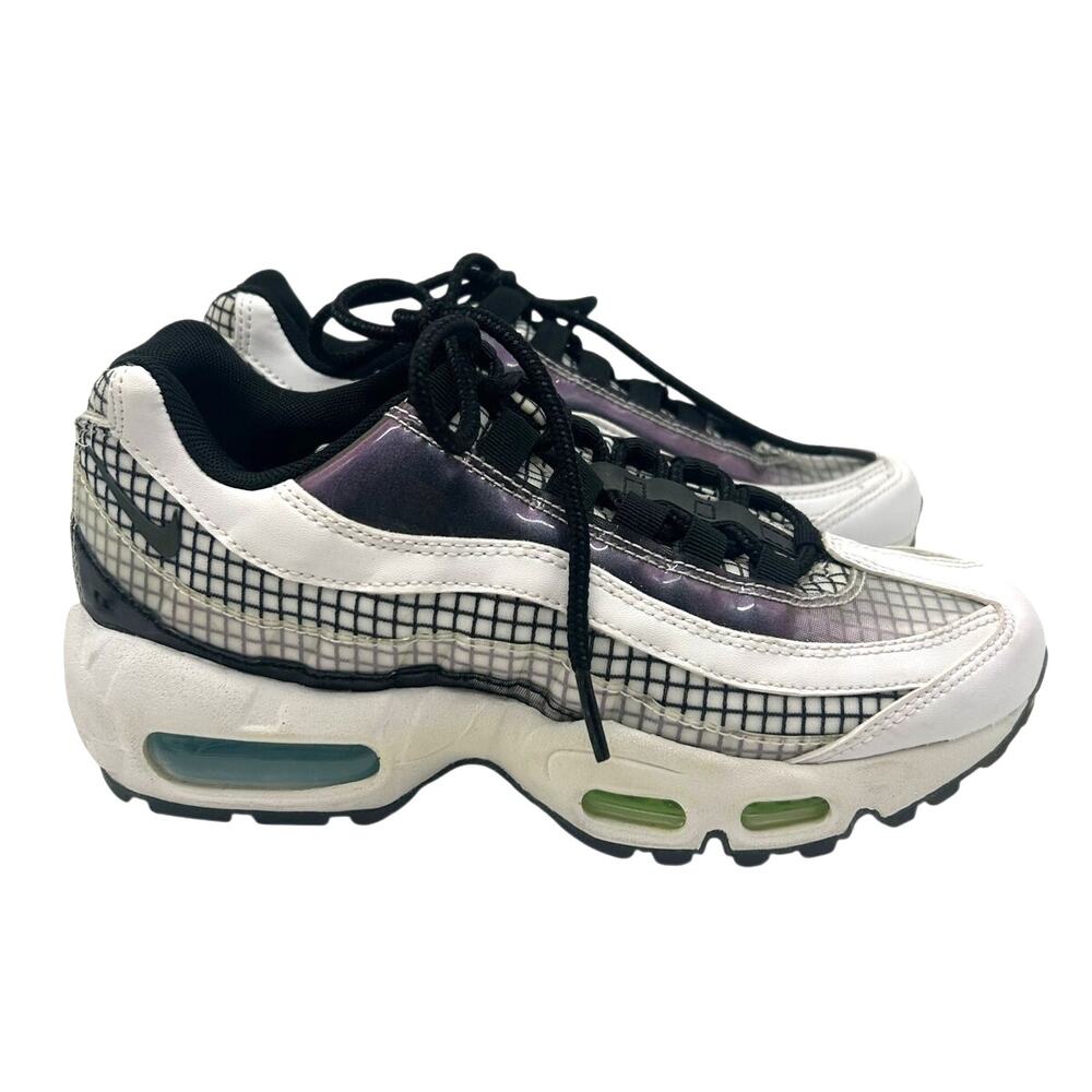Nike Air Max 95 LV8 Grid White Black Blue Gaze 4Y 5.5 6 Monochrome AO2450-100